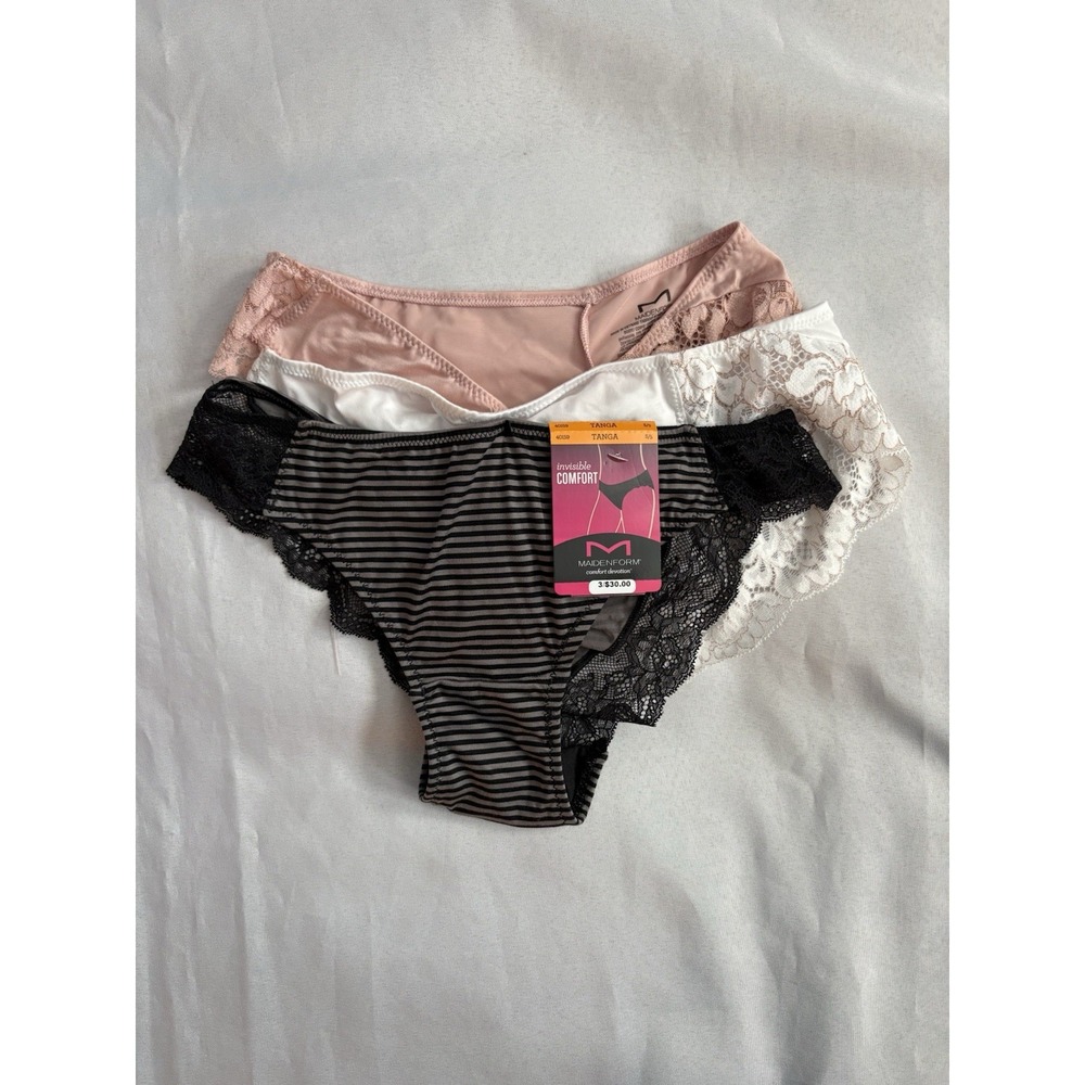 NEW Maidenform Tanga Panties Lace 40159 Maidenform Panty 3 Pair Women's Small 5